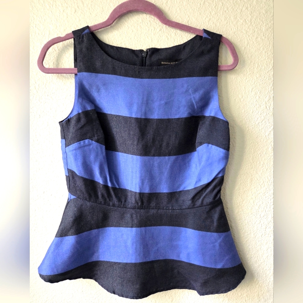 NWT Banana Republic Striped Shimmer Peplum top Size 4